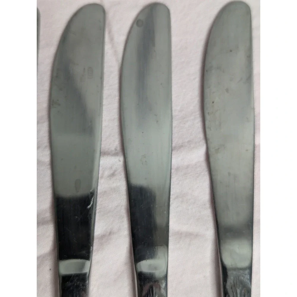 6 lot H.F. LTD Stainless stamped flower pattern knife‎ knives estate find